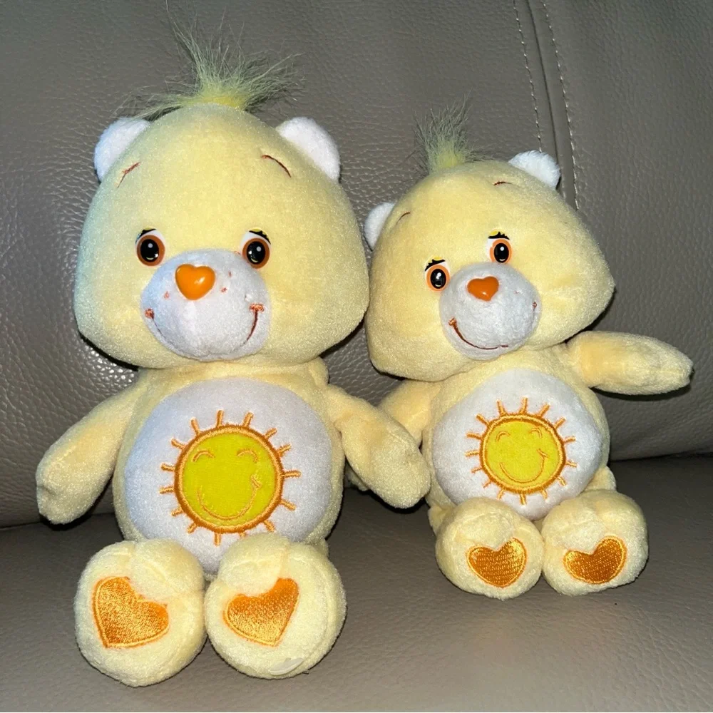 2 FUNSHINE CARE BEARS Vtg 2004/9” & 2002/7” yellow sunshine stuffed plush animal - Picture 16 of 16